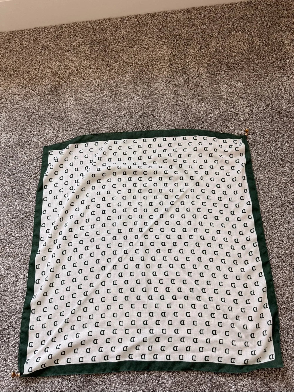 Cotton blended square scarf  Cream & Dark Green Printed Square Headscarf